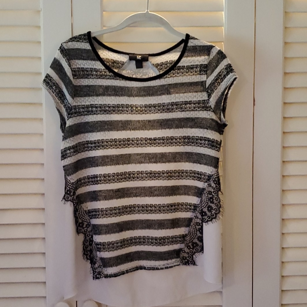 Black and white dressy top